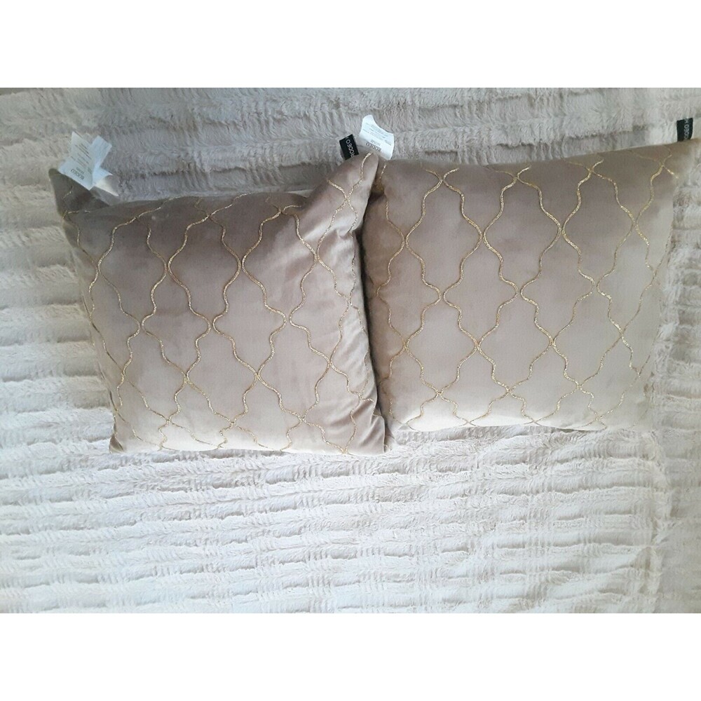 Rodeo Home Geometric Brown and Gold Set of 2 Square Pillows 20x20